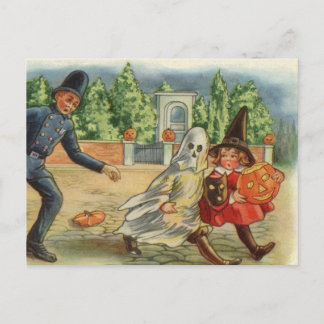 De vintage Kaart van Halloween - Politieagent &