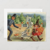 De vintage Kaart van Halloween - Politieagent & (Voorkant / Achterkant)