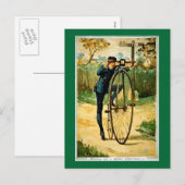 De vintage Kerstkaart van de Fiets Feestdagenkaart (Voorkant / Achterkant)
