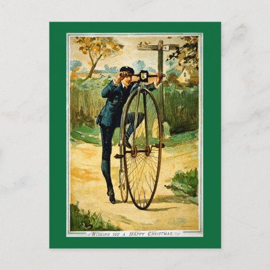 De vintage Kerstkaart van de Fiets Feestdagenkaart (Voorkant)