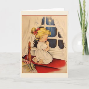 De vintage Kerstkaart van de Gebeden van Kerstmis Feestdagen Kaart