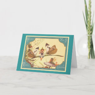 De "vintage Kerstkaart van Feeën " Feestdagen Kaart