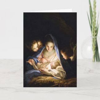 De Vintage Kerstkaart van Madonna en van het Kind Feestdagen Kaart