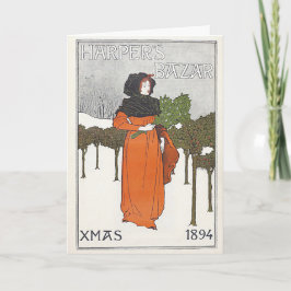 De vintage Kerstkaart van Tijdschrift 1894 Harpers Feestdagen Kaart