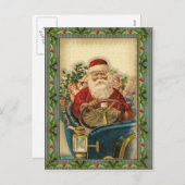 De vintage Kerstman in Auto: Briefkaarten (Voorkant / Achterkant)