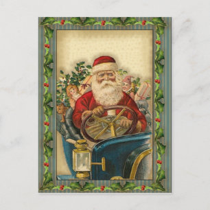 De vintage Kerstman in Auto: Briefkaarten