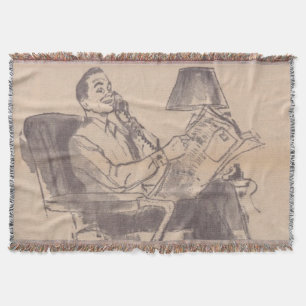 De vintage Papa van de Krant werpt Deken