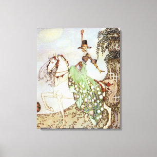 De vintage Prinses die van het Sprookje een Wit Canvas Afdruk