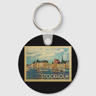De Vintage Reis van Stockholm Zweden Sleutelhanger