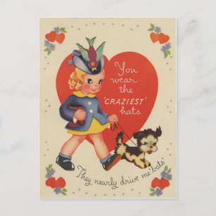 De vintage Retro het Lopen van het Meisje Kaart