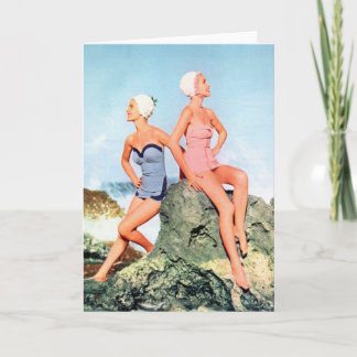 De vintage Retro Zwempakken van Vrouwen en zwemmen Kaart