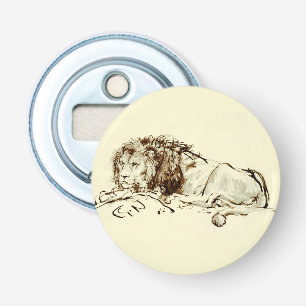 De vintage Schets van de Inkt Rembrandt/Tekening Button Flesopener