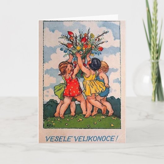 De vintage Slowaakse/Tsjechische Kaart van Pasen (Voorkant)