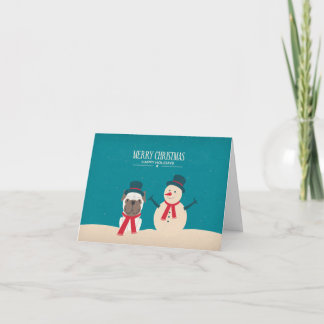 De vintage SNURKT Pug Kerstkaart Feestdagen Kaart