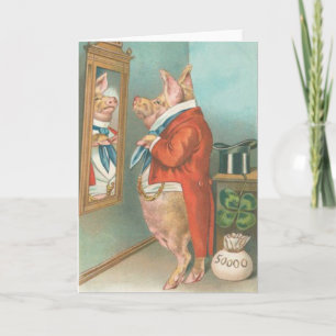 De vintage St Patrick van de Klaver van het Varken Kaart