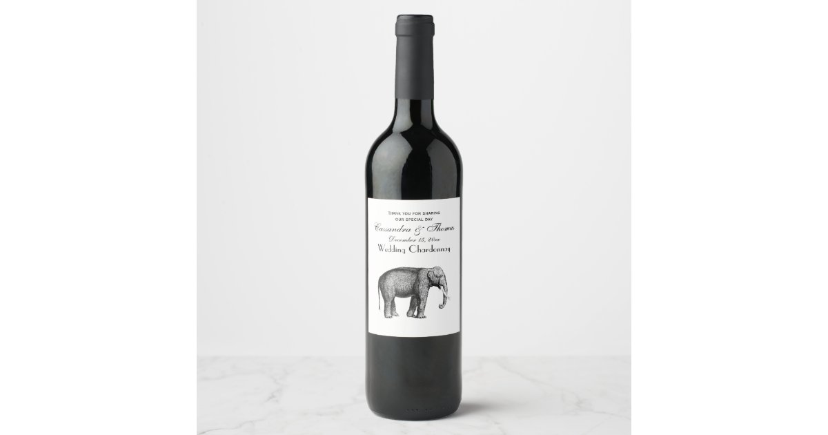 De Vintage Tekening Van De Olifant Wijn Etiket Zazzle Be
