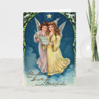 De Vintage van de Kerstkaart van de engel Feestdagen Kaart