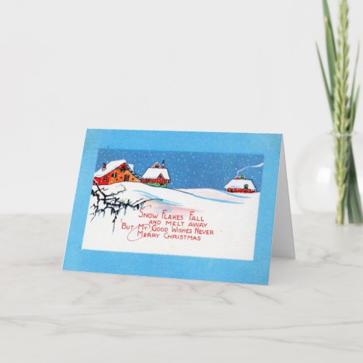 De Vintage van Kerstmis 1920 van de Vlokken van de Feestdagen Kaart (Voorkant)