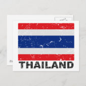 De Vintage Vlag van Thailand Briefkaart (Voorkant / Achterkant)