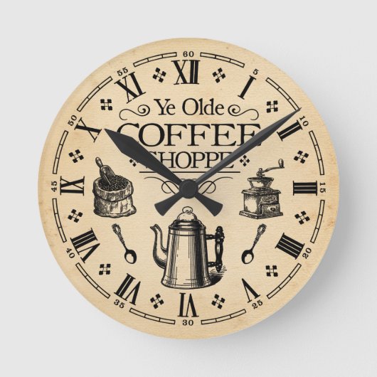De vintage Winkel van de Koffie Ronde Klok (Voorkant)