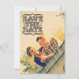 De vintage Zwarte Foto van de Typografie bewaart Save The Date