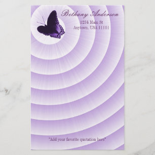 De violetkleurige Kantoorbehoeften van de Vlinder Briefpapier
