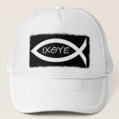 De vis is wit trucker pet (Voorkant)