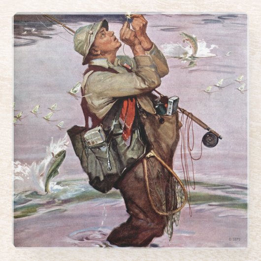 De vis pompt. glazen onderzetter (Voorkant)