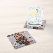 De vis pompt. vierkante kartonnen onderzetter (Insitu)