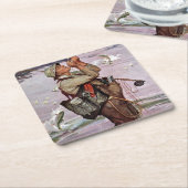 De vis pompt. vierkante kartonnen onderzetter (Schuin)