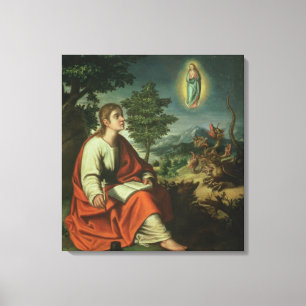 De visie van John de Evangelist op Patmos Canvas Afdruk