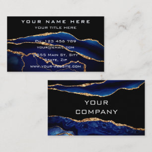 De Visite Agate Marine Blue Gold Parties scintillant Carte d