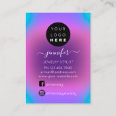 De Visite Ajouter Logo Carte bijoux artisanale Rose violet (Dos)