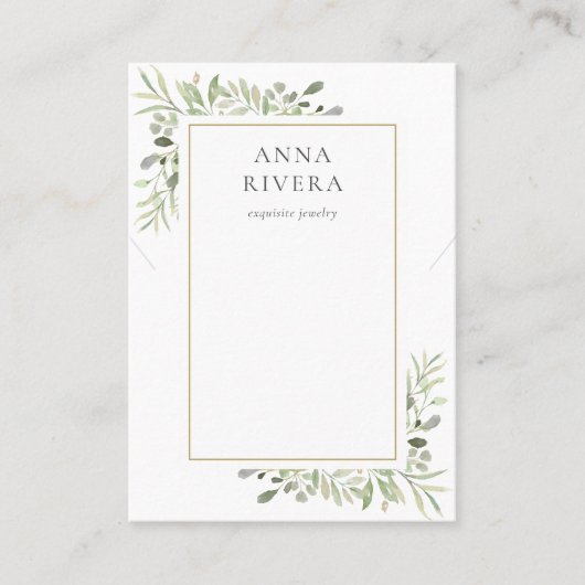 De Visite Aquarelle Collier Verdure Bijoux Carte d'affichage (Devant)