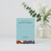 De Visite Aquarelle côtière | Carte d'affichage du collier (Debout devant)