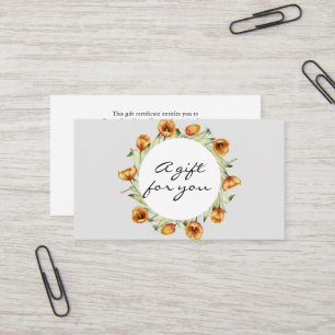 De Visite Aquarelle orange tulipes couronne carte cadeau