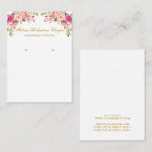 De Visite Aquarelle rose floral Eroing Display Carte Or (Devant / Derrière)