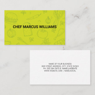 De Visite Arrière - plan écologique alimentaire Chef Carte