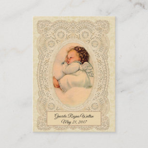 De Visite Baby Girl Angel Baptismal Souvenir Carte Sainte