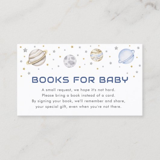 De Visite Baby shower spatial Astronaut Livres pour carte bé (Devant)