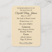 De Visite Baptême catholique du bébé - Souvenir Carte Sainte (Dos)