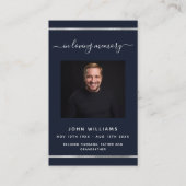 De Visite Bleu blanc élégante carte funéraire (Devant)