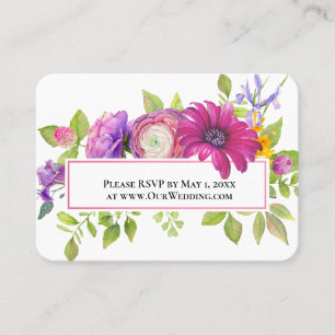 De Visite Bright Summer Flowers Site Mariage Carte RSVP