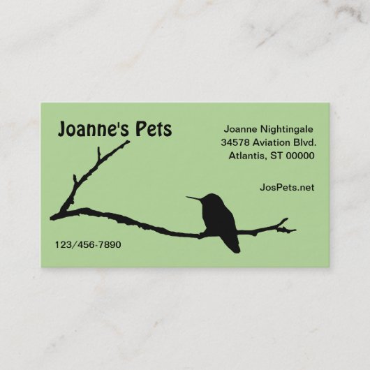 De Visite Bus. Carte - Colibri en Branche (Devant)