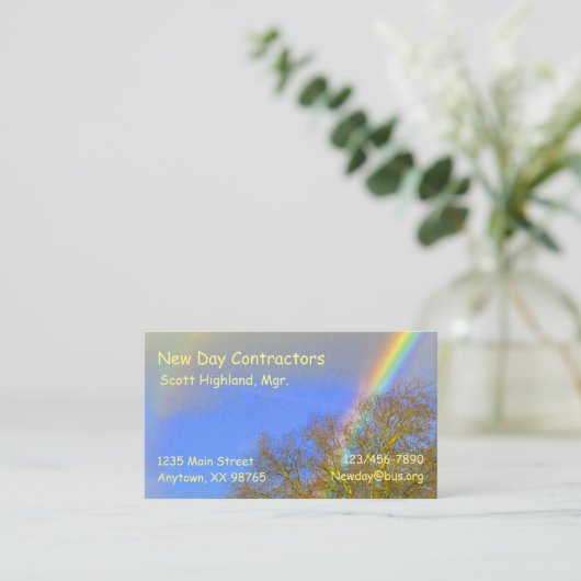 De Visite Bus. Carte - Double arc en ciel sur les arbres (Debout devant)