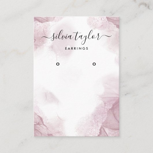 De Visite Calligraphie art Blush Pink Earring carte d'affich (Devant)