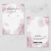 De Visite Calligraphie art Blush Pink Earring carte d'affich (Devant / Derrière)
