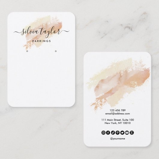 De Visite Calligraphie art Écouter carte d'affichage beige (Devant / Derrière)