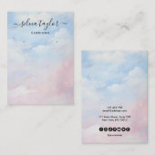 De Visite Calligraphie Blue Sky Clouds Écouter la carte d'af (Devant / Derrière)