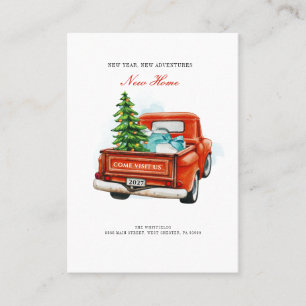 De Visite Camion rouge vintage Noël Déménager Nouvelle carte